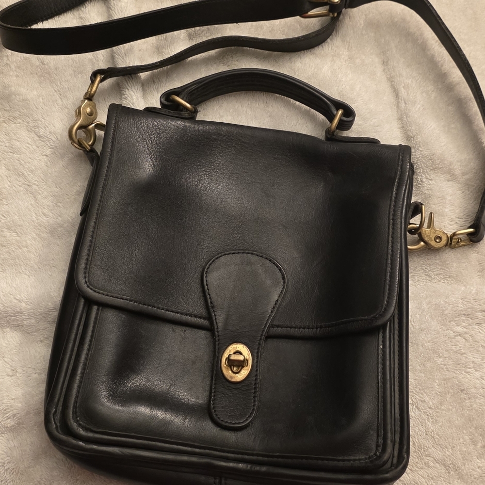 Coach Black Leather Wristlet with Gold Hardware